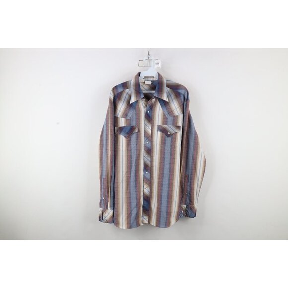 Vintage Other - Vintage 70s Streetwear Mens Large Rainbow Striped Western Snap Button Shirt